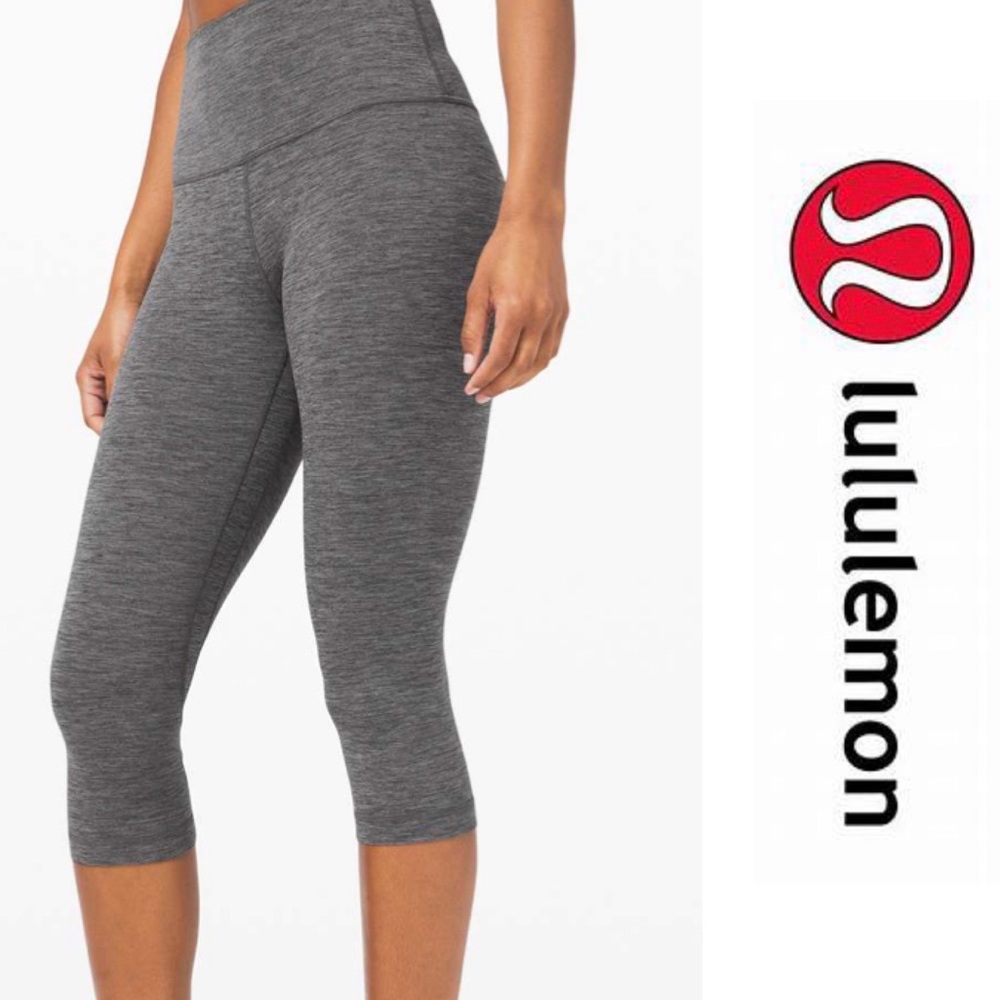 lululemon align high rise 17” crop heathered black (gray) leggings